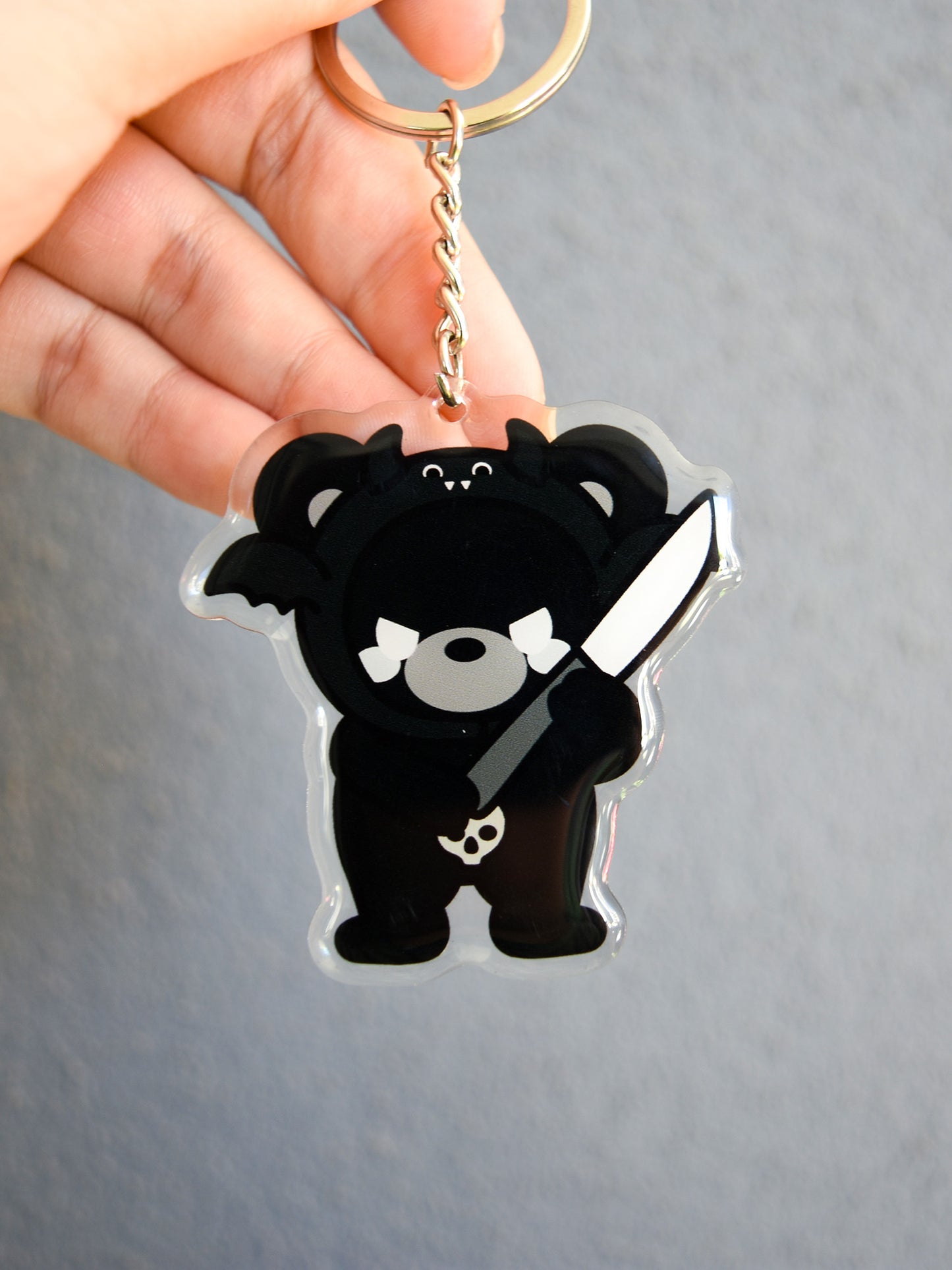 Angy Bone Bear Acrylic Keychain