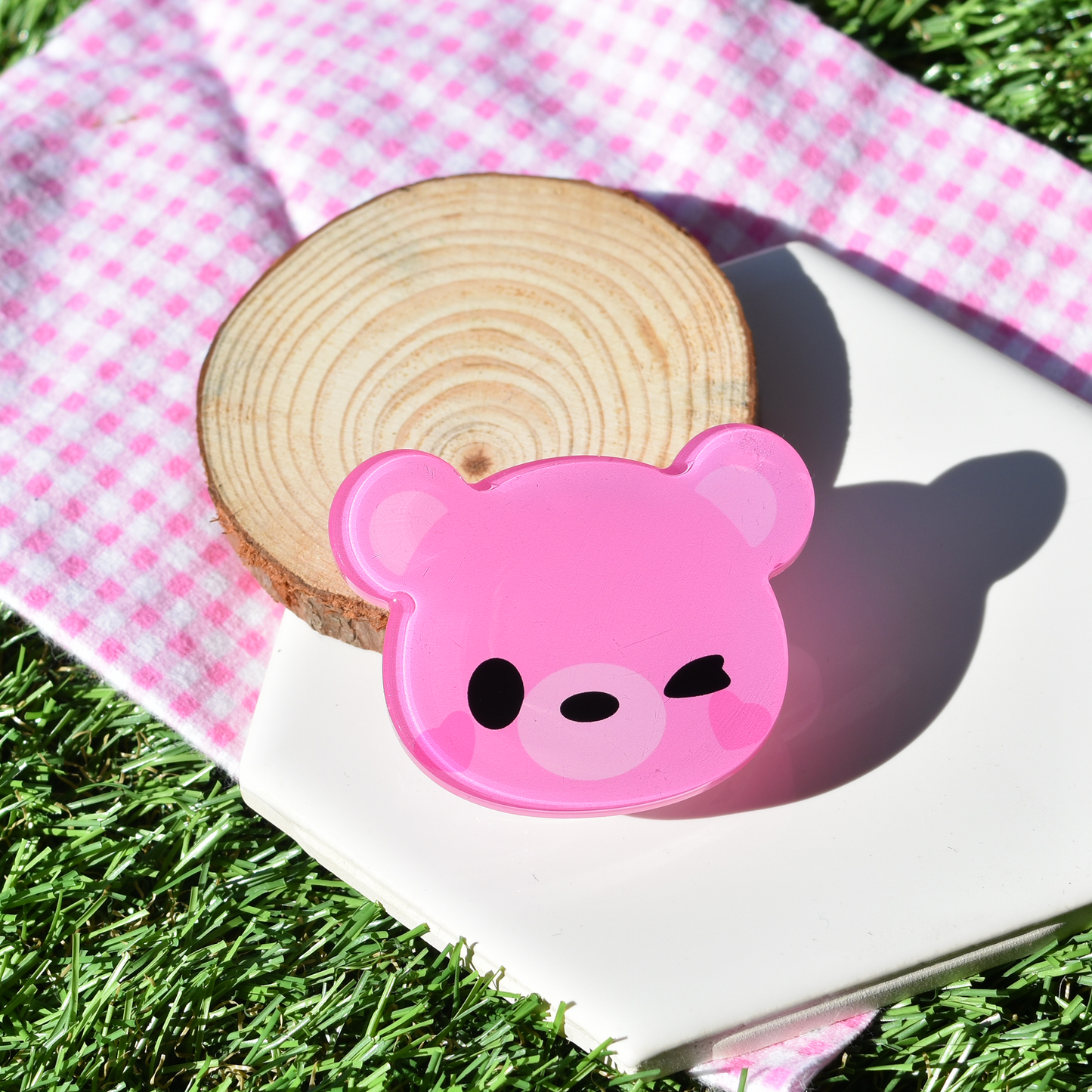 Kawaii Pink Bear Resin Phone Grip - Bella
